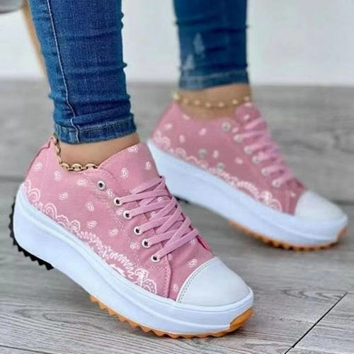 CUTE & COMFY-  Pattern Canvas Women Sneakers Casual Sport Shoes