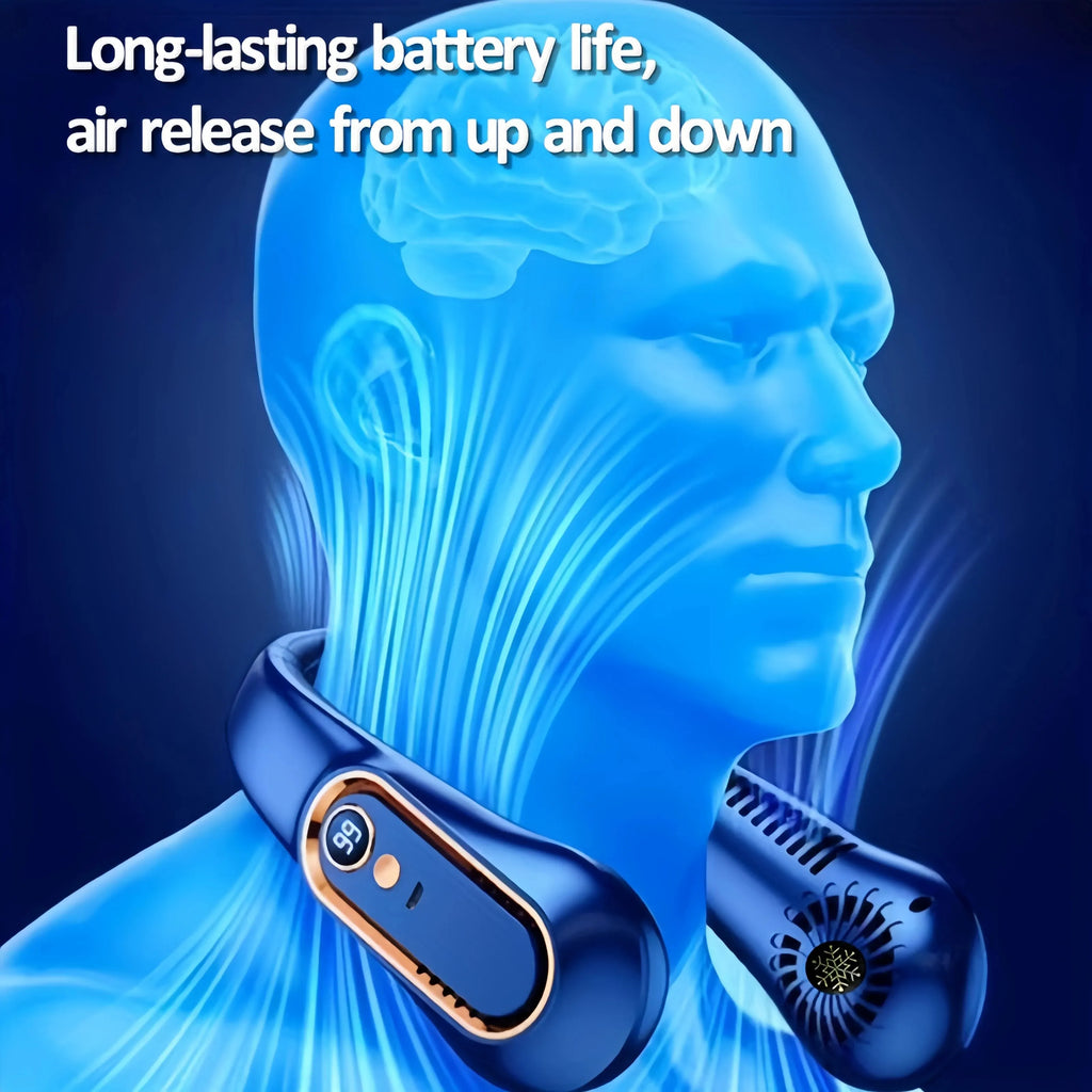 Hanging Neck Fan Digital Display Power Ventilador Bladeless Neckband Fan Portable Mini Air Cooler USB Rechargeable Fan