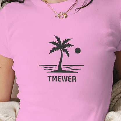 minimalistic beach or tropical theme women's fashion short t-shirt