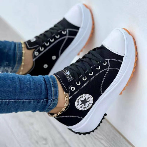 THE HOT! THE NEW! THE STYLISH! THE TRENDING! Flat Lace-Up Sneakers Pattern Canvas Casual Sport Shoes