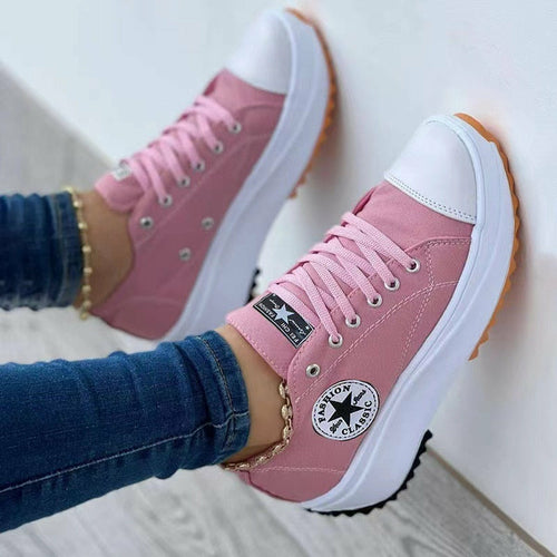 THE HOT! THE NEW! THE STYLISH! THE TRENDING! Flat Lace-Up Sneakers Pattern Canvas Casual Sport Shoes