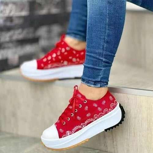 CUTE & COMFY-  Pattern Canvas Women Sneakers Casual Sport Shoes