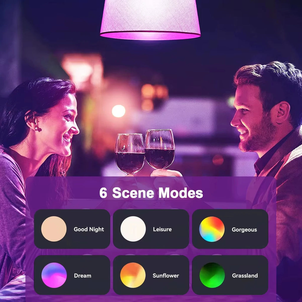 Bluetooth Smart LED Bulb E27 9W 220V RGB+CW+WW Tuya/Smart life APP Control LED Lamp with Timer for Bedroom Party Ambient Light