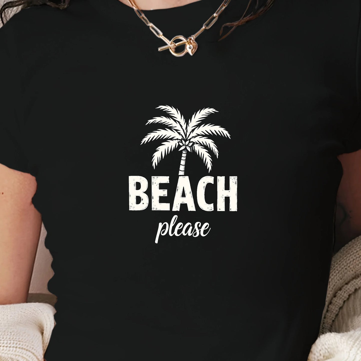 palm BEACH please design women's fashion short t-shirt