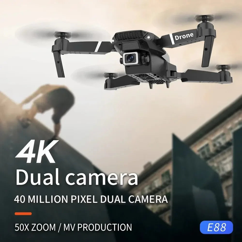 2025 E88 Pro WIFI FPV Drone, Wide Angle 4K/1080P HD Camera, Height Hold, Foldable RC Quadcopter Helicopter Toy Gift
