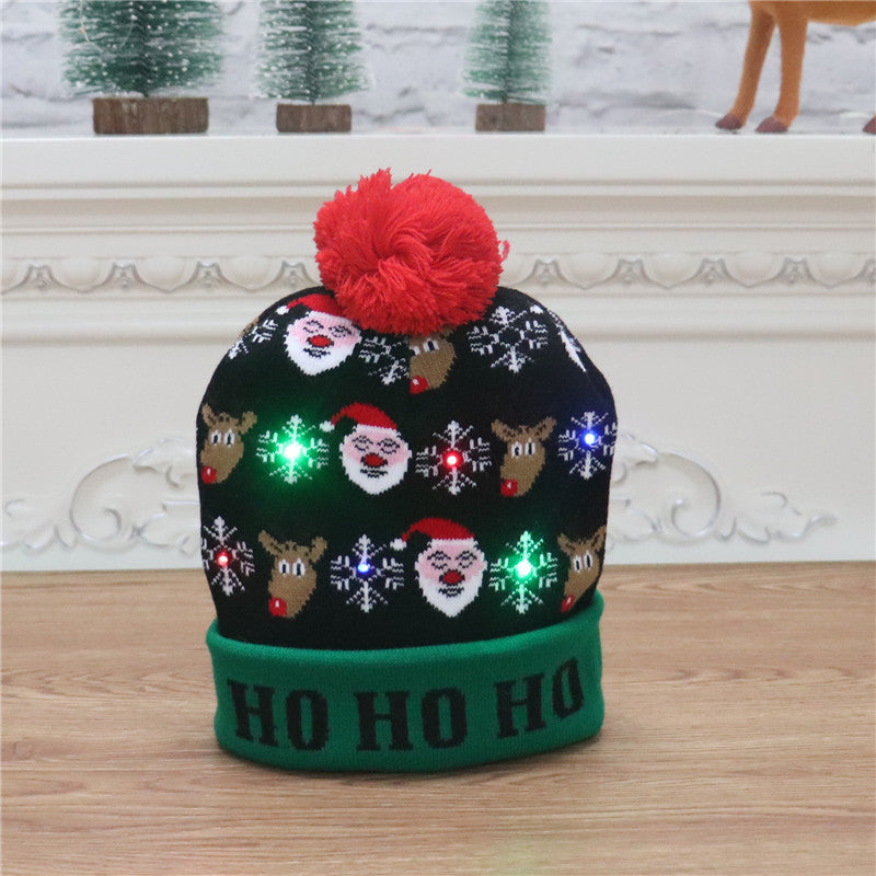 CHRISTMAS HAT Colorful luminous knitted hat high-end elderly Christmas hat