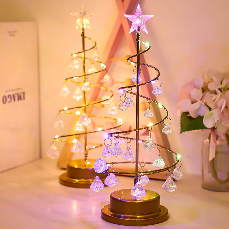 Crystal tree light Christmas tree night light LED pendant table lamp