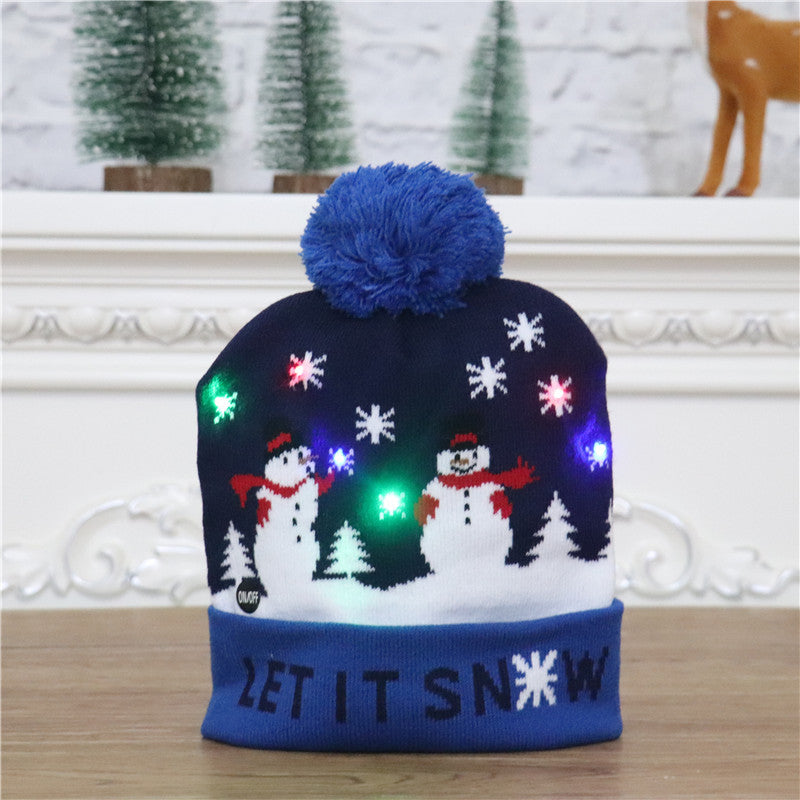 CHRISTMAS HAT Colorful luminous knitted hat high-end elderly Christmas hat
