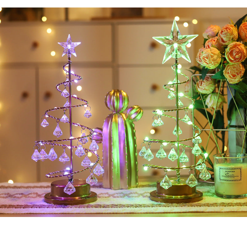 Crystal tree light Christmas tree night light LED pendant table lamp