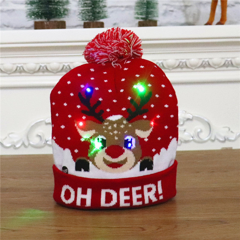CHRISTMAS HAT Colorful luminous knitted hat high-end elderly Christmas hat