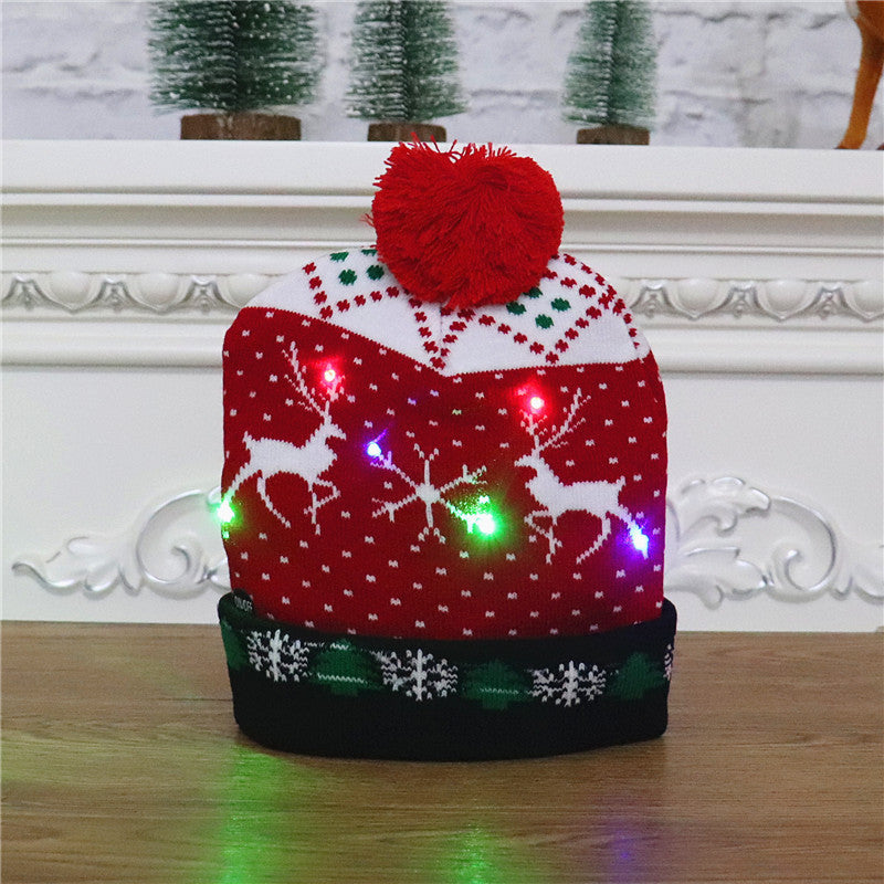 CHRISTMAS HAT Colorful luminous knitted hat high-end elderly Christmas hat