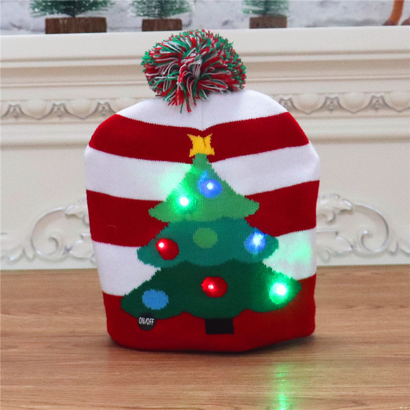 CHRISTMAS HAT Colorful luminous knitted hat high-end elderly Christmas hat