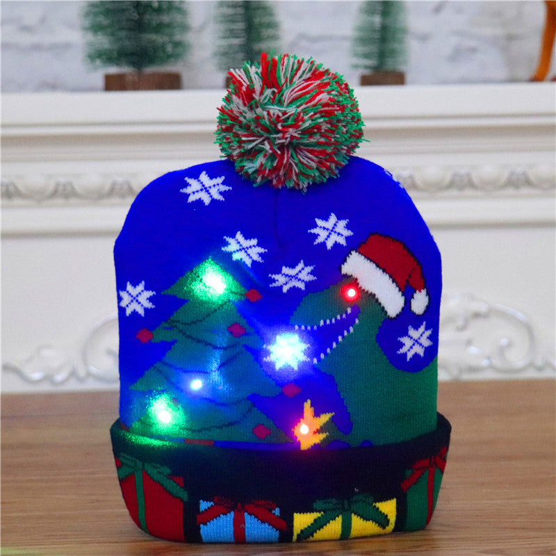 CHRISTMAS HAT Colorful luminous knitted hat high-end elderly Christmas hat