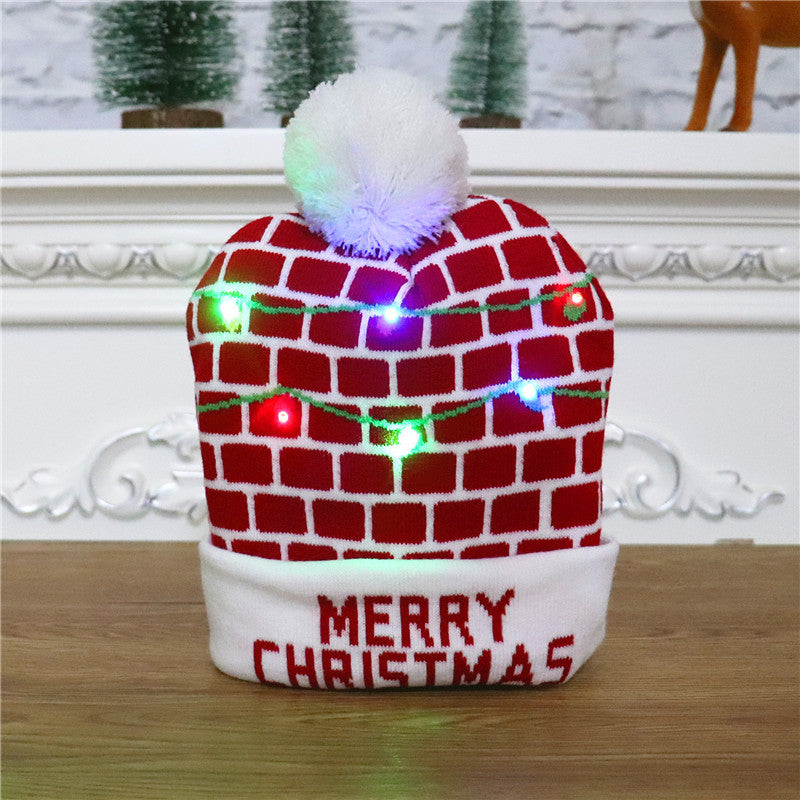 CHRISTMAS HAT Colorful luminous knitted hat high-end elderly Christmas hat
