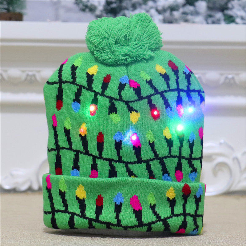 CHRISTMAS HAT Colorful luminous knitted hat high-end elderly Christmas hat