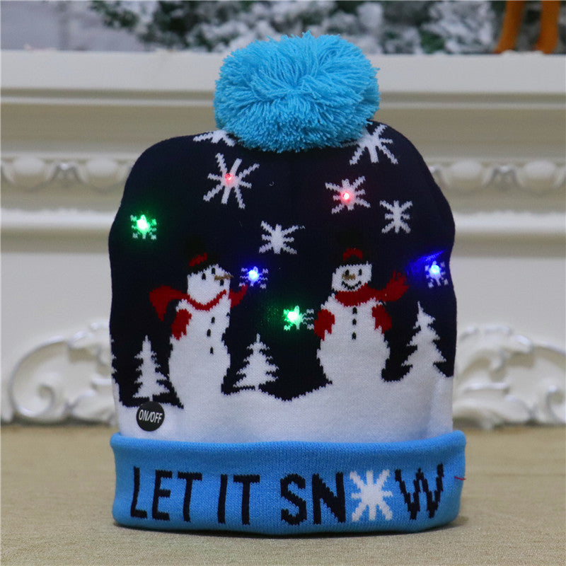 CHRISTMAS HAT Colorful luminous knitted hat high-end elderly Christmas hat