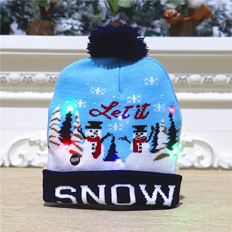 CHRISTMAS HAT Colorful luminous knitted hat high-end elderly Christmas hat