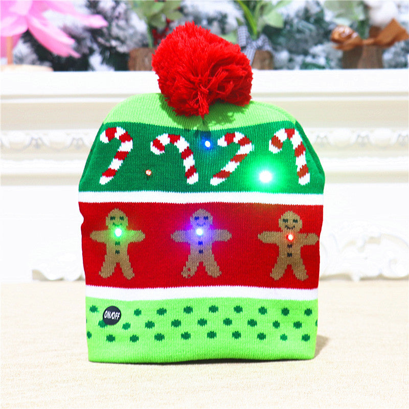 CHRISTMAS HAT Colorful luminous knitted hat high-end elderly Christmas hat