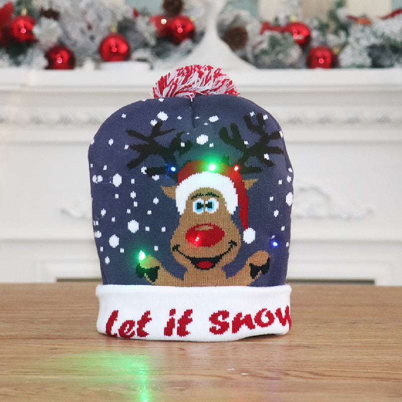 CHRISTMAS HAT Colorful luminous knitted hat high-end elderly Christmas hat