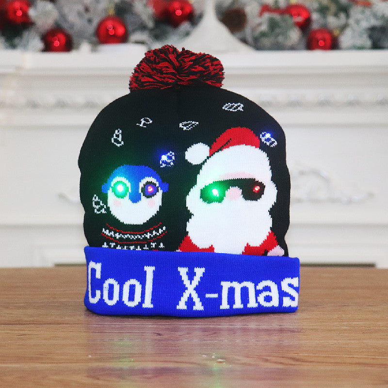 CHRISTMAS HAT Colorful luminous knitted hat high-end elderly Christmas hat