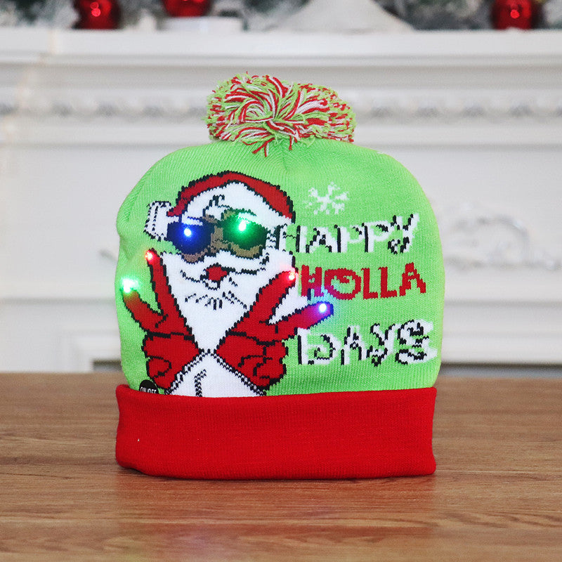 CHRISTMAS HAT Colorful luminous knitted hat high-end elderly Christmas hat