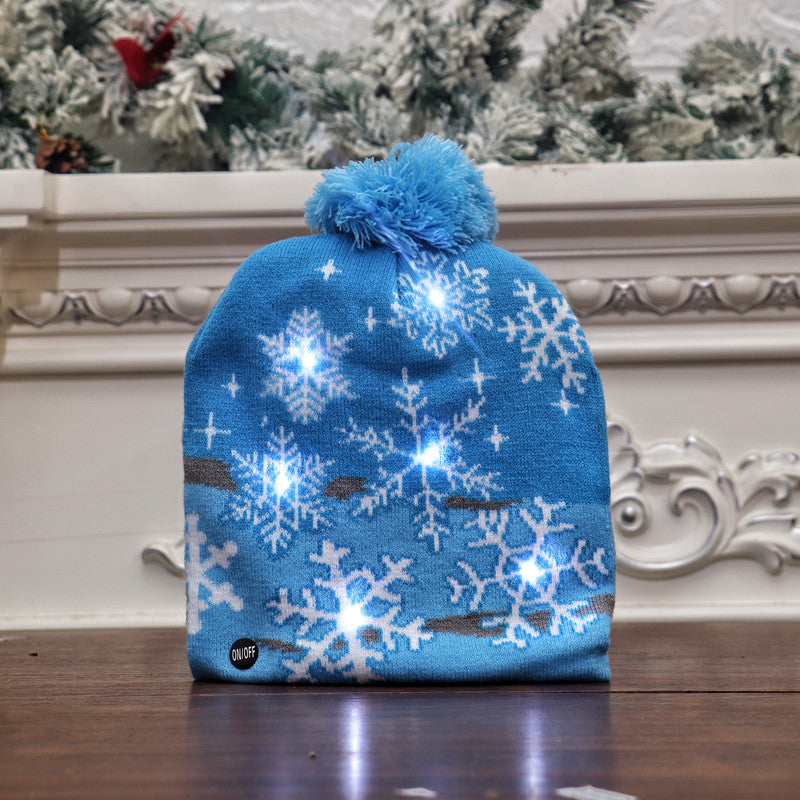 CHRISTMAS HAT Colorful luminous knitted hat high-end elderly Christmas hat