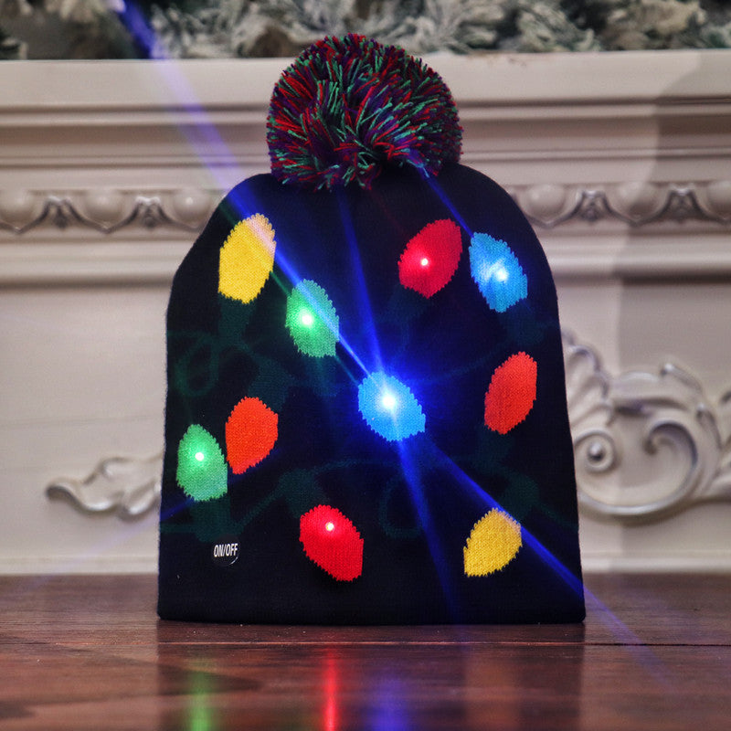 CHRISTMAS HAT Colorful luminous knitted hat high-end elderly Christmas hat