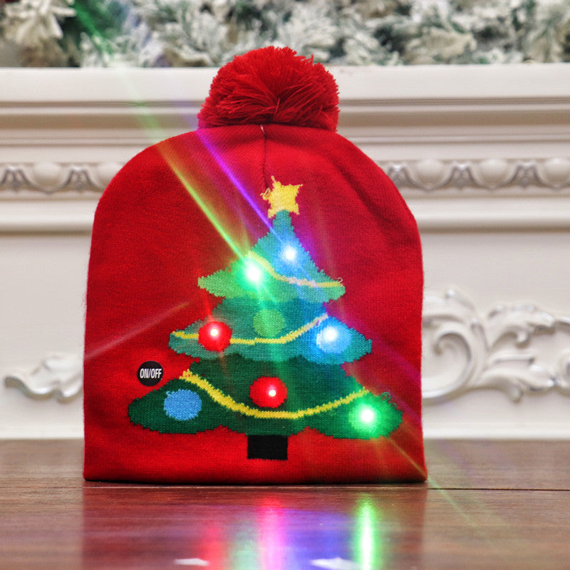 CHRISTMAS HAT Colorful luminous knitted hat high-end elderly Christmas hat