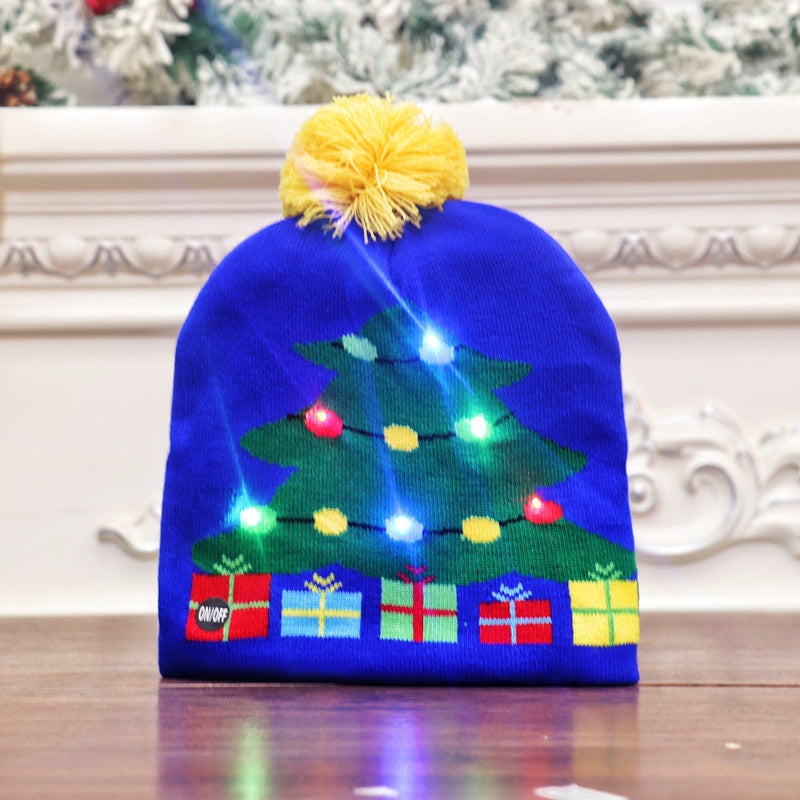 CHRISTMAS HAT Colorful luminous knitted hat high-end elderly Christmas hat