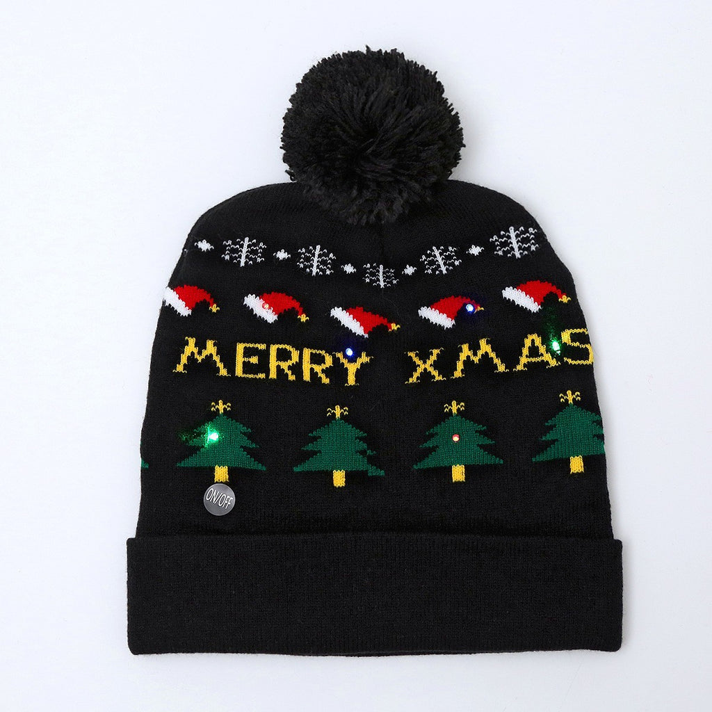CHRISTMAS HAT Colorful luminous knitted hat high-end elderly Christmas hat