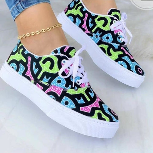 NEW HOT STYLE Fashion Graffiti Women Sneakers Trainers Shoes