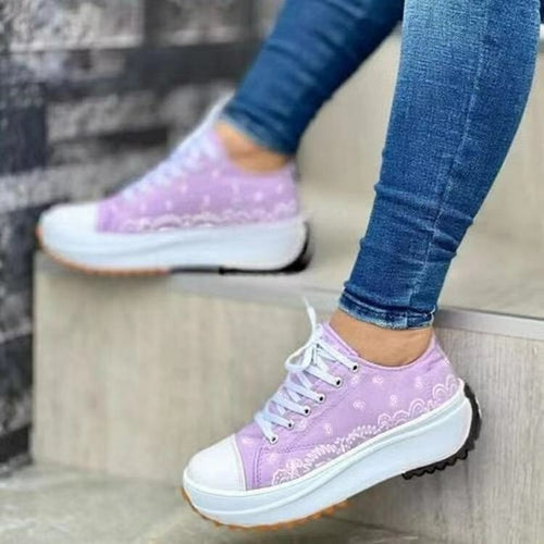 CUTE & COMFY-  Pattern Canvas Women Sneakers Casual Sport Shoes