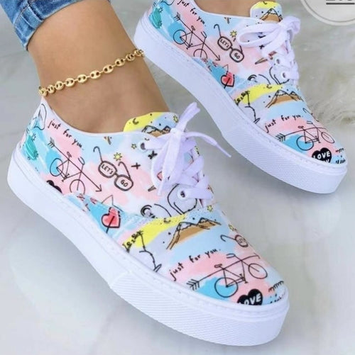 NEW HOT STYLE Fashion Graffiti Women Sneakers Trainers Shoes