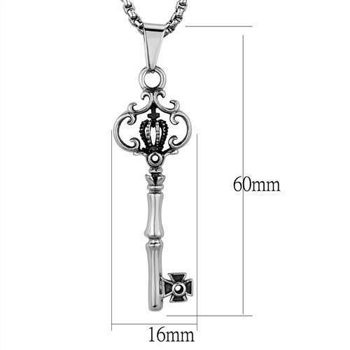 HOT ITEM-ROYAL KEY PENDANT STAINLESS STEEL NECKLACE TK1988 - High polished (no plating) Stainless Steel Necklace with No plating