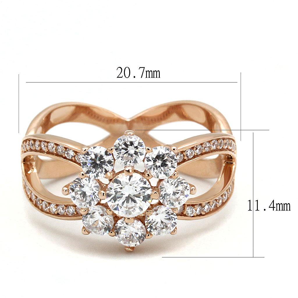 BEAUTIFUL ROSE GOLD CZ RING TS586 - Rose Gold 925 Sterling Silver Ring with AAA Grade CZ  in Clear