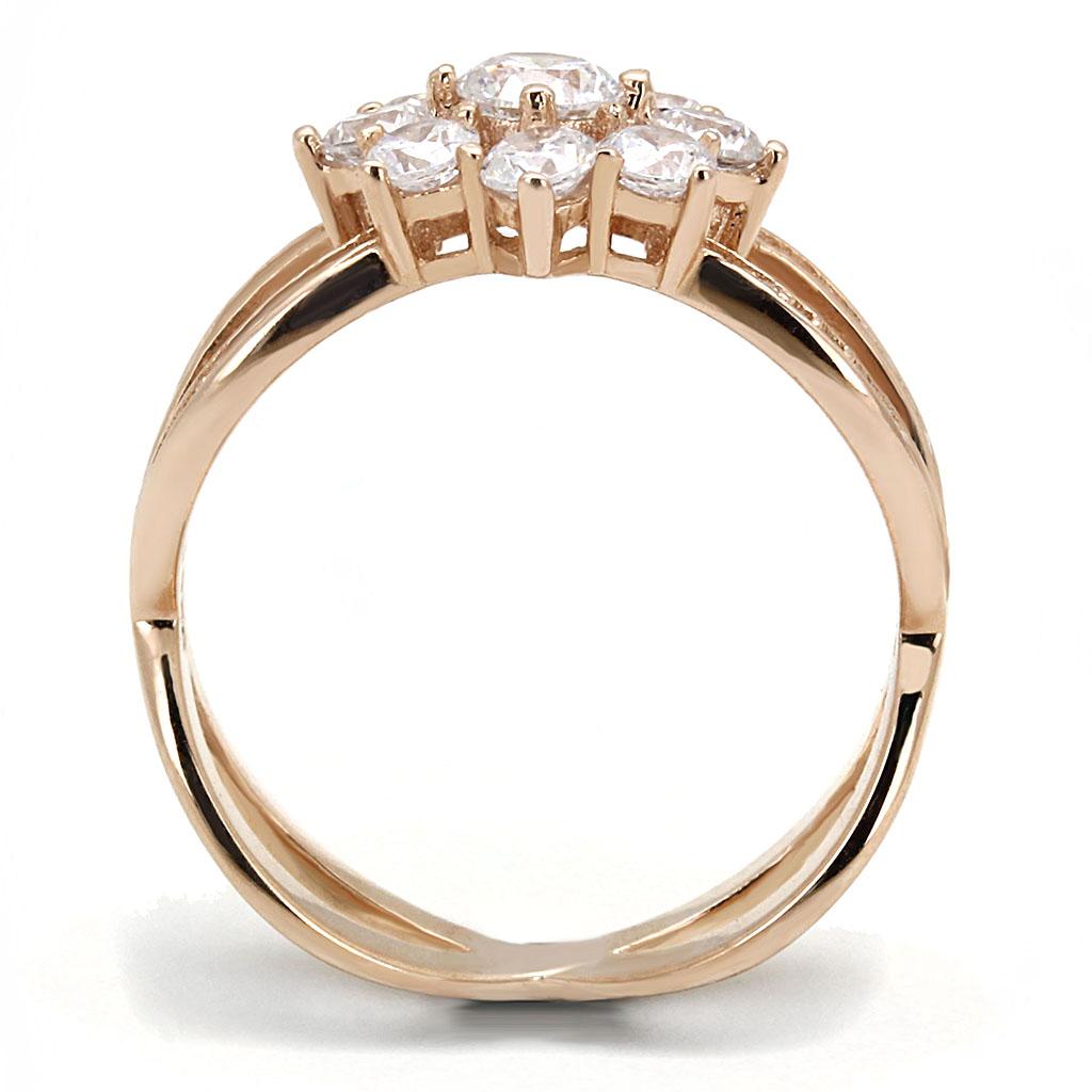 BEAUTIFUL ROSE GOLD CZ RING TS586 - Rose Gold 925 Sterling Silver Ring with AAA Grade CZ  in Clear