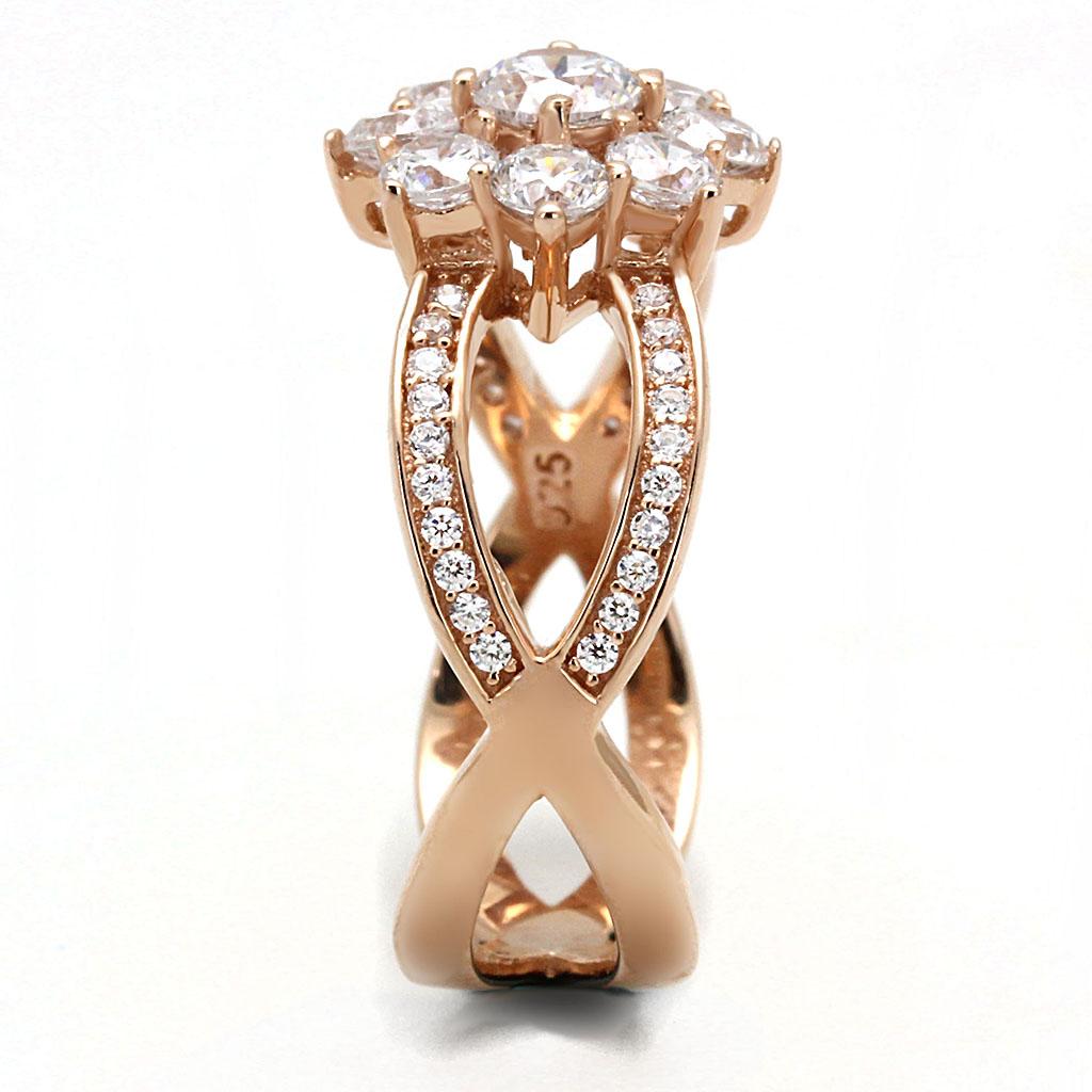 BEAUTIFUL ROSE GOLD CZ RING TS586 - Rose Gold 925 Sterling Silver Ring with AAA Grade CZ  in Clear