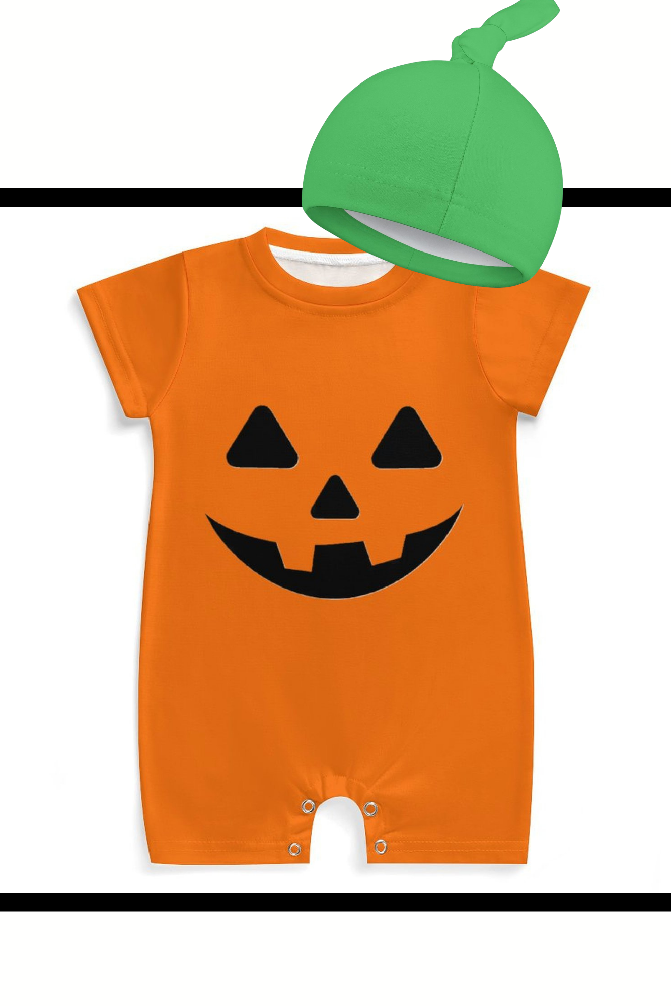 Baby Halloween Pumpkin Short-Sleeve Onesie Set Type 1