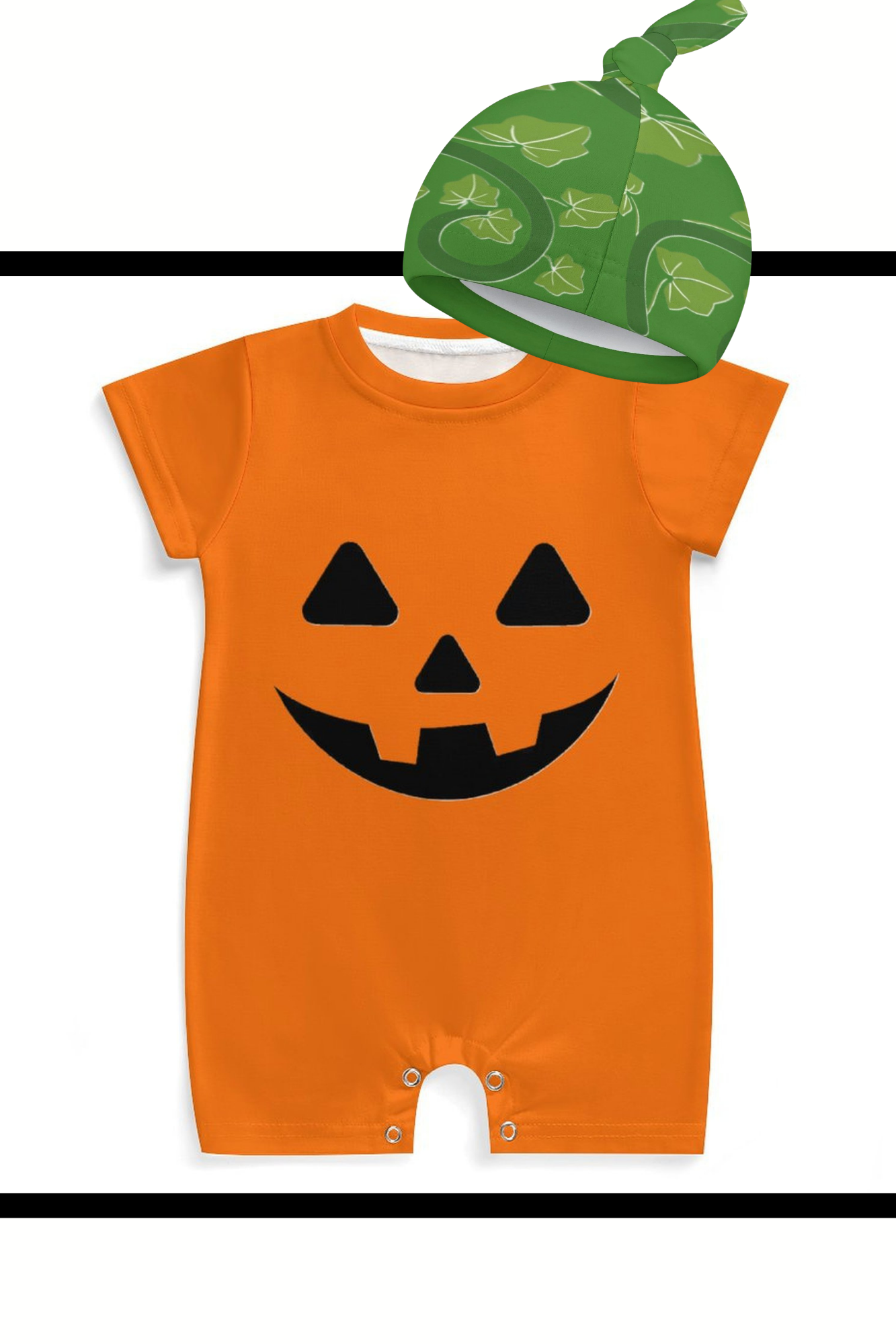 Baby Halloween Pumpkin Short-Sleeve Onesie Set Type 2