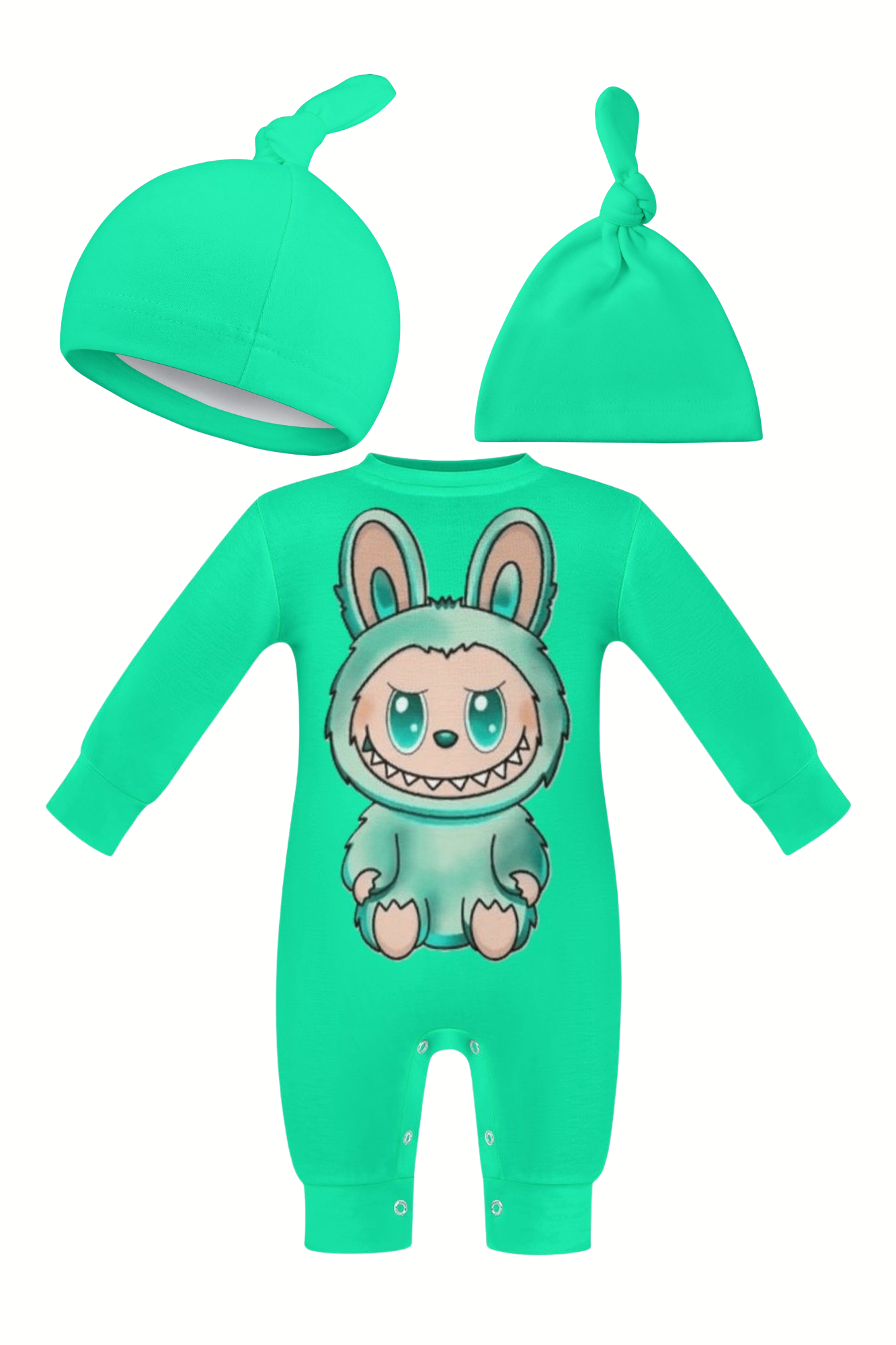 Baby Labubu Long Sleeve Onesie Romper With Hat