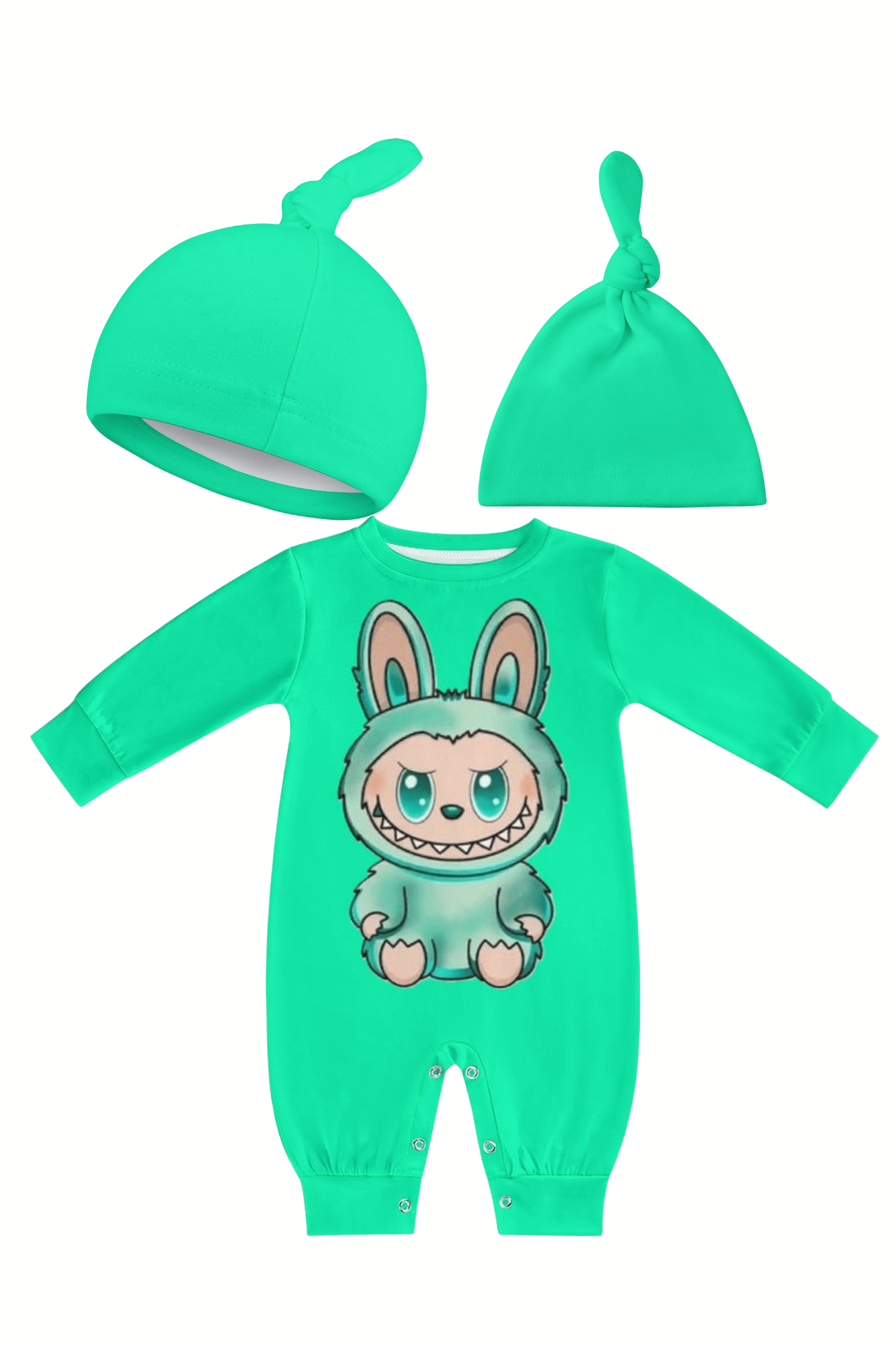 Baby Labubu Long Sleeve Onesie Romper With Hat