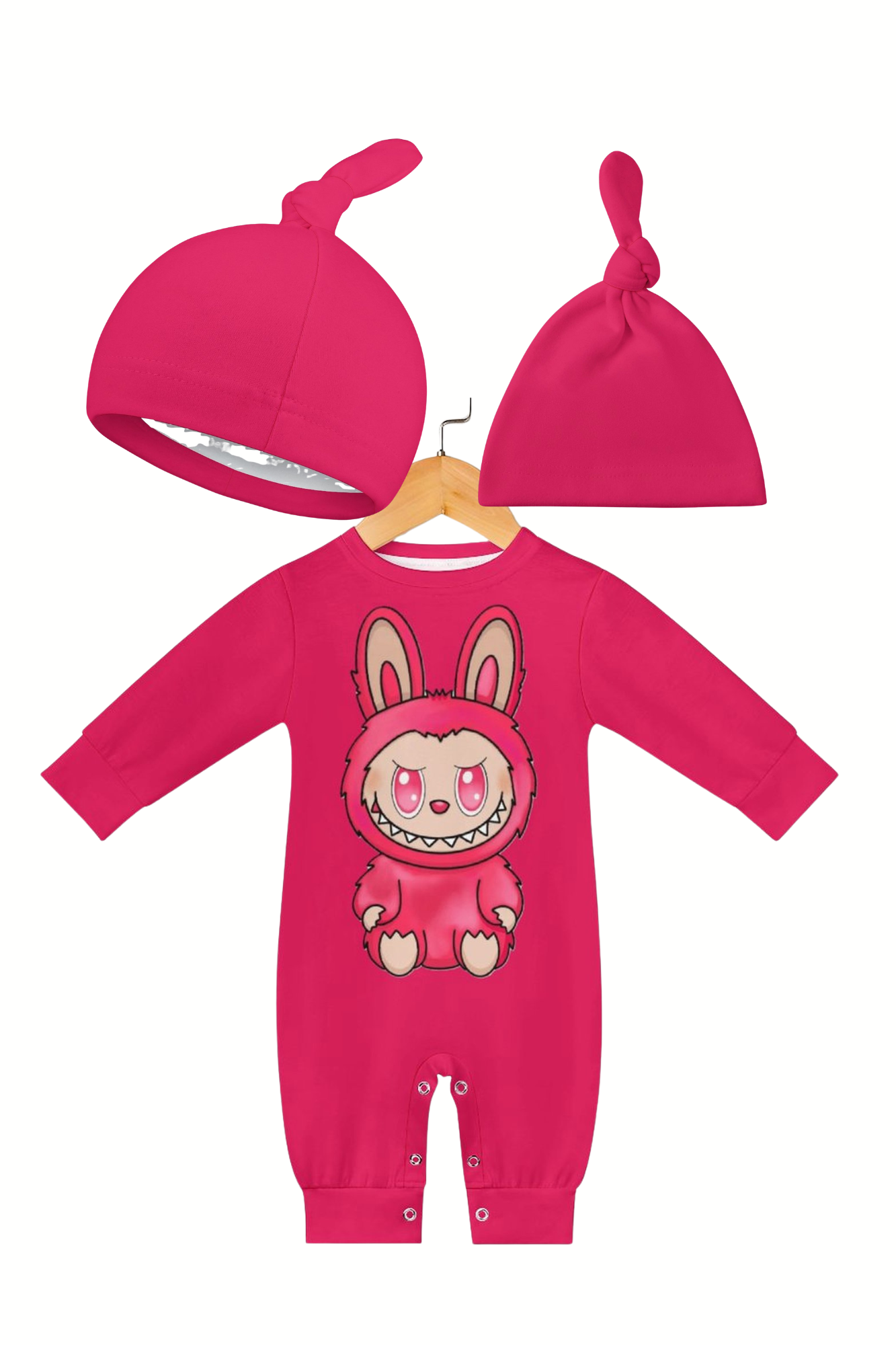 Baby Labubu Long Sleeve Onesie Romper with Hat