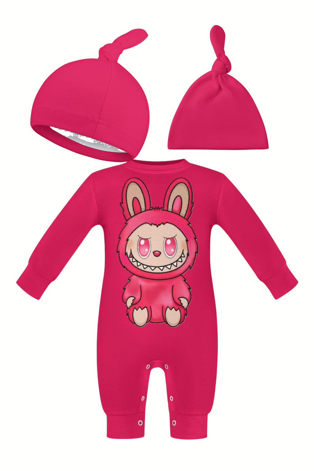 Baby Labubu Long Sleeve Onesie Romper with Hat