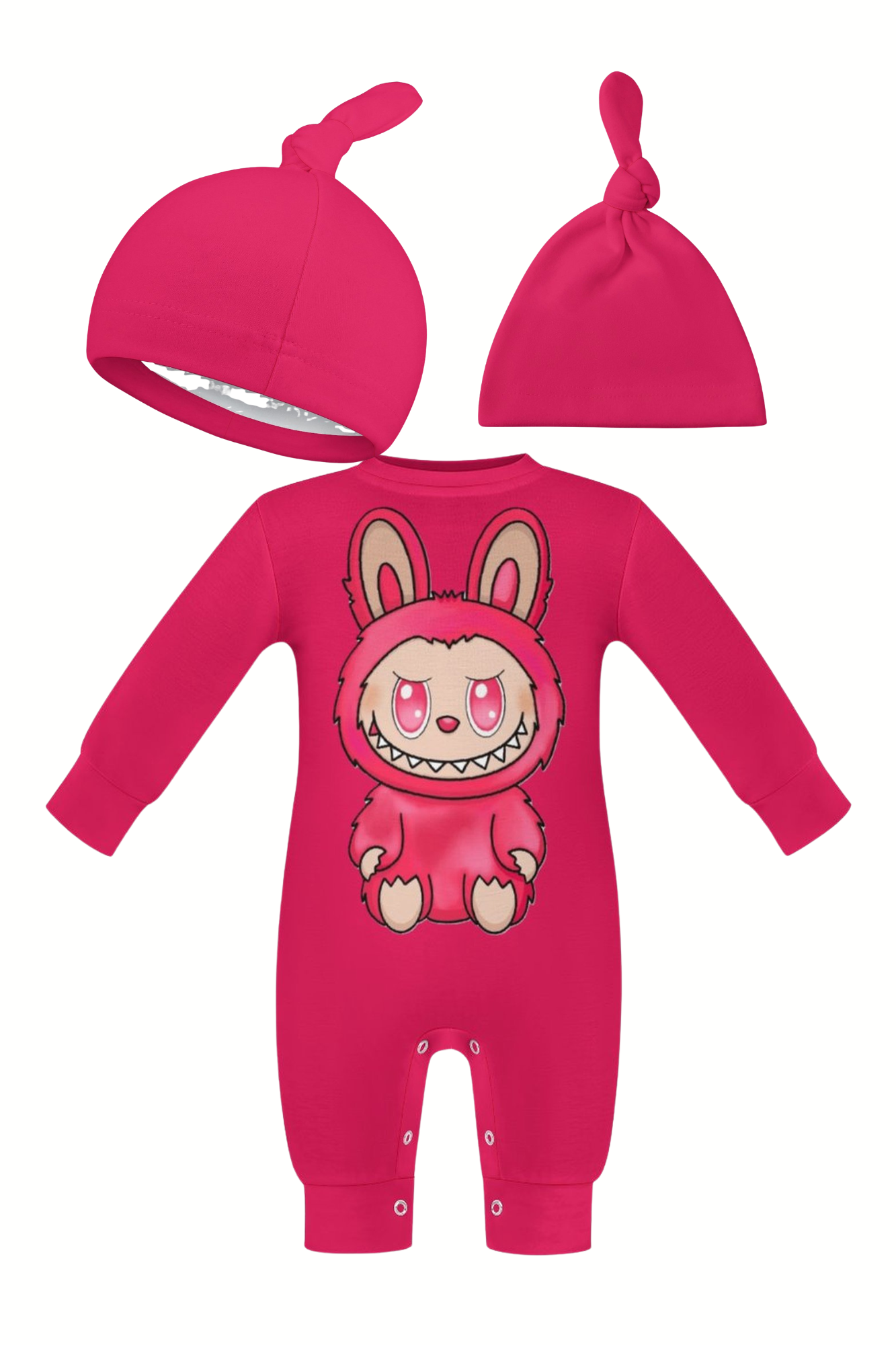 Baby Labubu Long Sleeve Onesie Romper with Hat