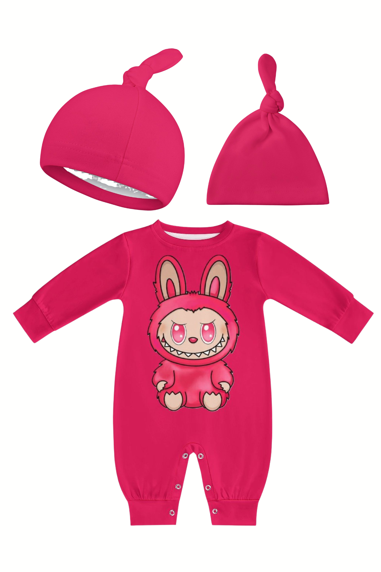 Baby Labubu Long Sleeve Onesie Romper with Hat