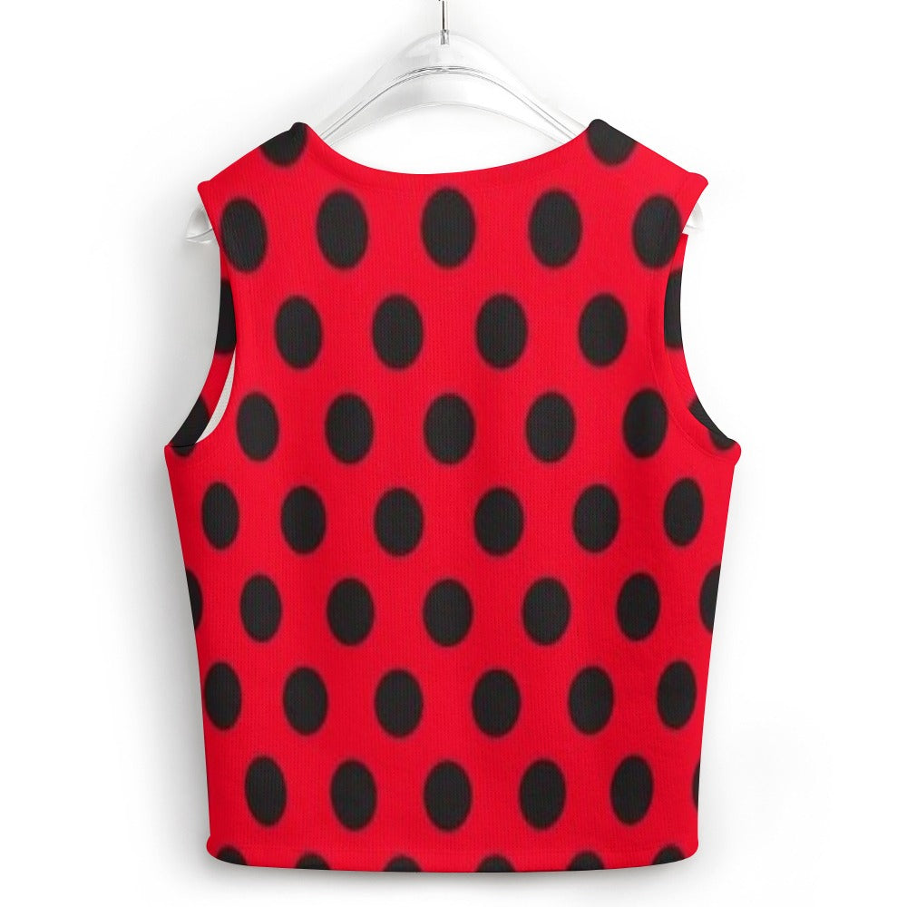 KSC's Exclusive Polka Dot Designs Women's Long Sleeve Button Knit Vest- 10 Options Inside