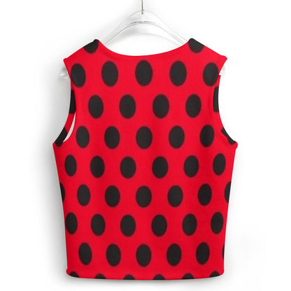 KSC's Exclusive Polka Dot Designs Women's Long Sleeve Button Knit Vest- 10 Options Inside