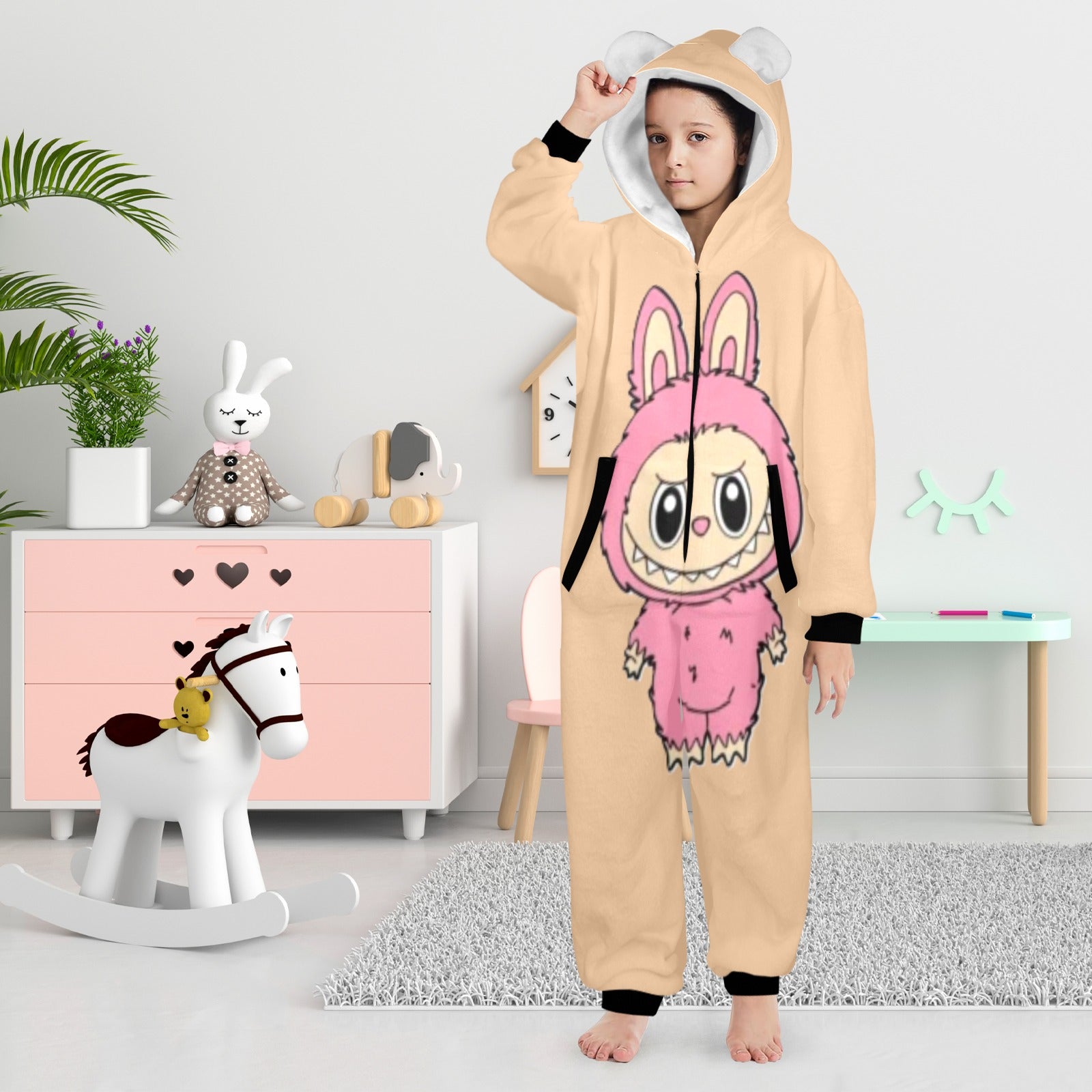 KSC's Exclusive Big Kids Onesie Labubu (8 to 15 Years) Tan Pink Labubu
