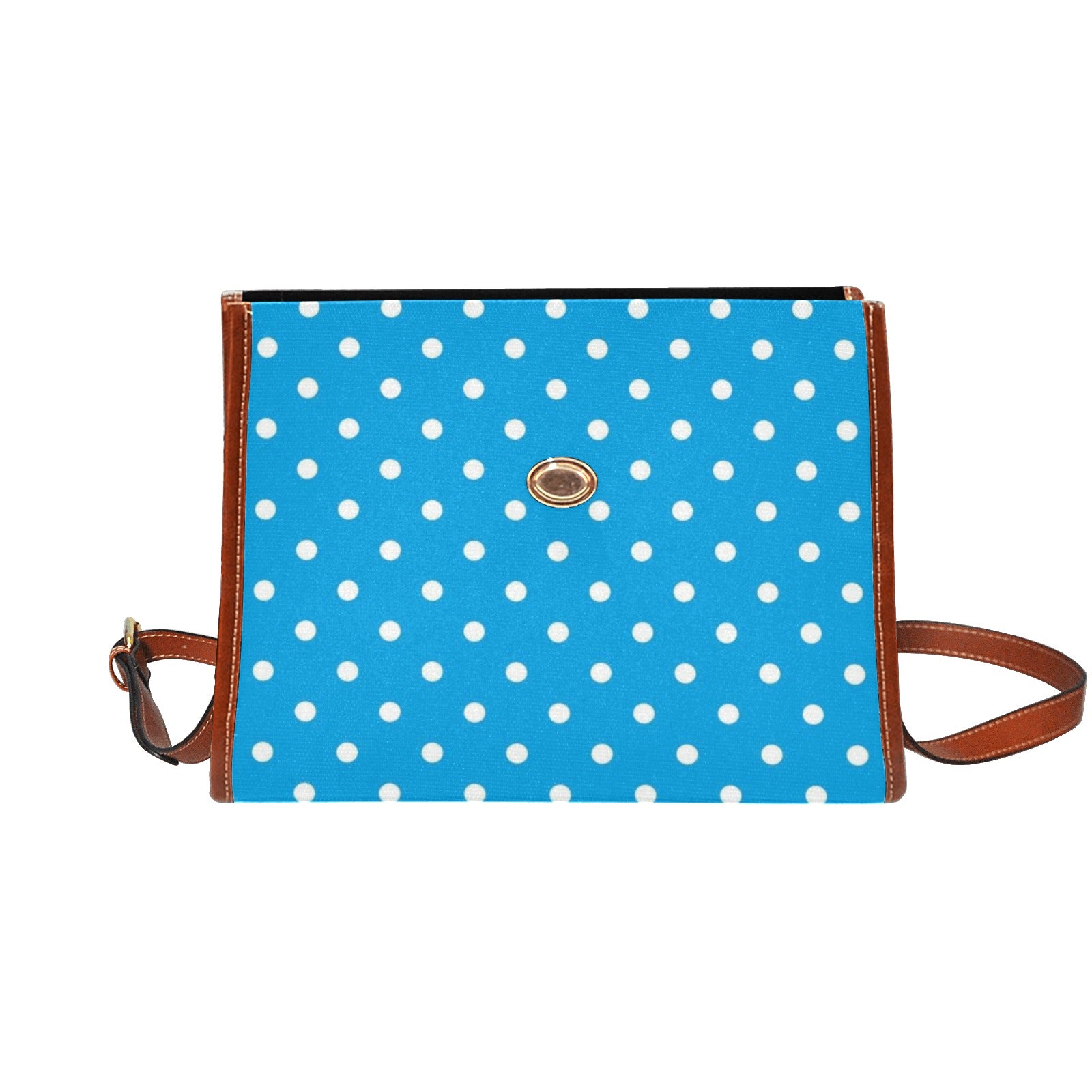 Shopksc.com Exclusive Baby Blue with White Polka Dots Geometric Pattern Designs Handbag Fashion 