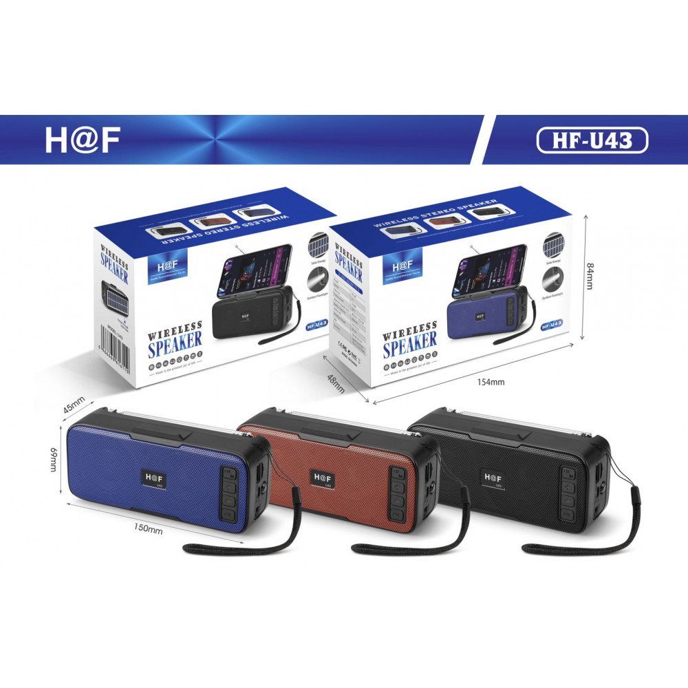 SOLAR BLUETOOTH SPEAKER -Solar Charge Energy Outdoor Flash Light Portable Bluetooth Speaker HFU43 for Phone, Device, Music, USB